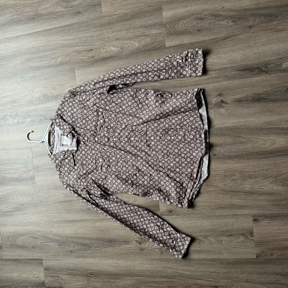 Pathfinder Brown Geometric Button Down Shirt - image 3